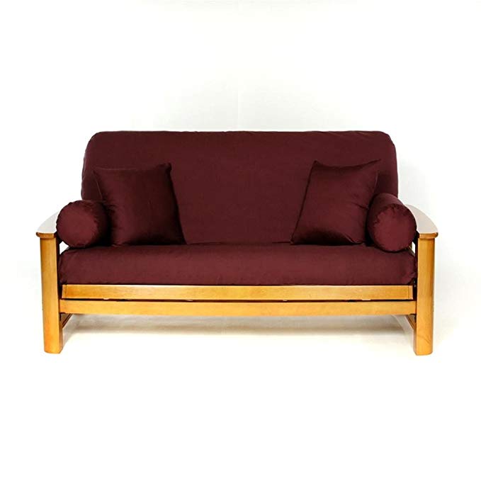 LS COVERS BURGUNDY FULL FUTON COVER, Full Size Fits 6-8in Mattress, 54 x 75 Inch